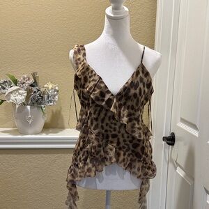 Zara Leopard Print Ruffle Women Top